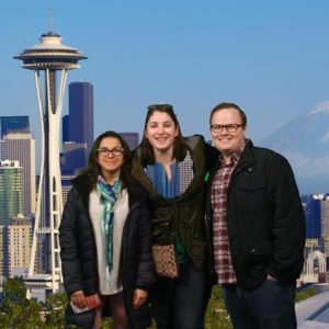 Photo of Eugenia, Rachel and Clayton in Seattle.